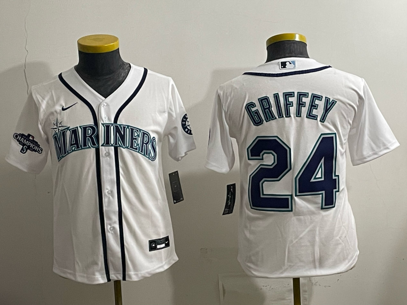 youth 2026 Seattle Mariners #24 Griffey white Nike MLB Jersey 004